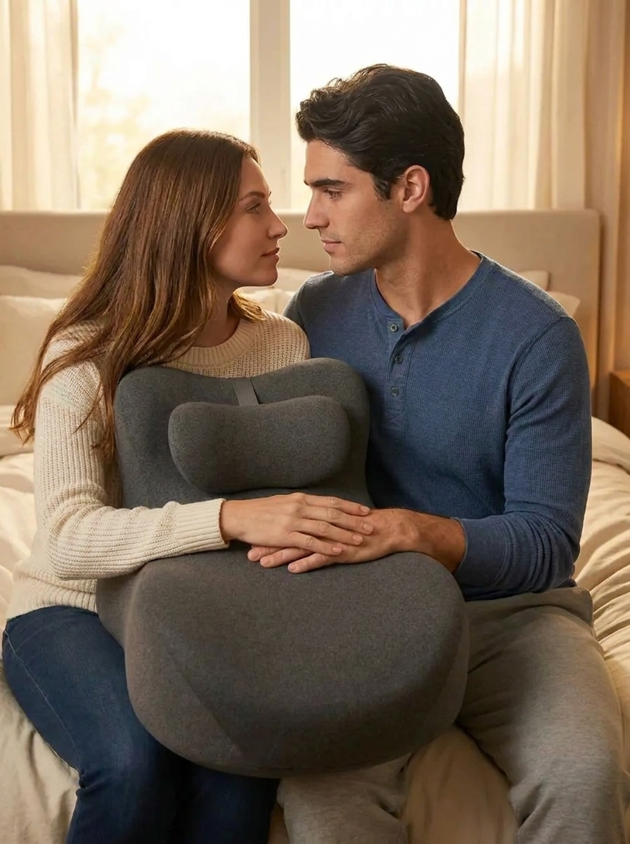 Femme allongée sur le coussin Élova dans une chambre tamisée
