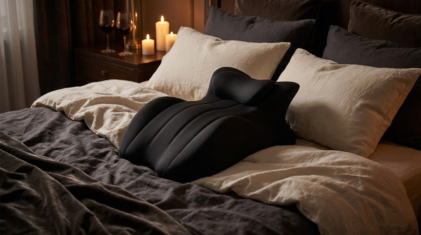 Coussin ergonomique Élova sur lit élégant, ambiance soirée